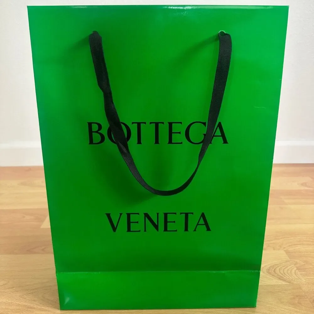 Bottega Veneta Paper Shopping Bag - green medium, 16.5